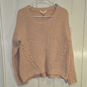 SO Cream Crew Neck Sweater with Textured Knit